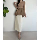 2wayランダムサテンペプラムコンビニットトップス | JUNOAH | 詳細画像12