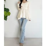 2wayランダムサテンペプラムコンビニットトップス | JUNOAH | 詳細画像4