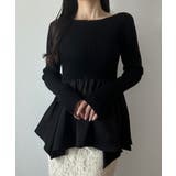 2wayランダムサテンペプラムコンビニットトップス | JUNOAH | 詳細画像6