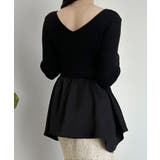 2wayランダムサテンペプラムコンビニットトップス | JUNOAH | 詳細画像7