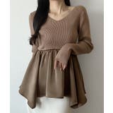 2wayランダムサテンペプラムコンビニットトップス | JUNOAH | 詳細画像9