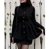 ブラックA | パール釦ツイードペプラムトップス | JUNOAH