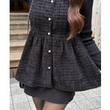 パール釦ツイードペプラムトップス | JUNOAH | 詳細画像4 