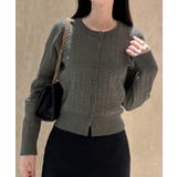 チャコール | 長袖ケーブルニットカーディガン | JUNOAH