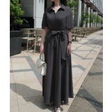 チャコール | ウエストマークカシュクールワンピース | JUNOAH