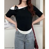 リボンワンショルレイヤードTシャツ | JUNOAH | 詳細画像2