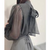 2wayリボンオーガンジーパール釦ブラウス | JUNOAH | 詳細画像10