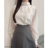 2wayリボンオーガンジーパール釦ブラウス | JUNOAH | 詳細画像2