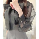 2wayリボンオーガンジーパール釦ブラウス | JUNOAH | 詳細画像8