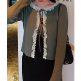 レースフリルリブニットカーディガン | JUNOAH | 詳細画像8