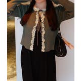 レースフリルリブニットカーディガン | JUNOAH | 詳細画像9