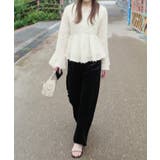 フリンジジャガードベルスリーブペプラムブラウス | JUNOAH | 詳細画像3