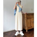 カットレースキャミワンピース+リブワンピースセット | JUNOAH | 詳細画像10 