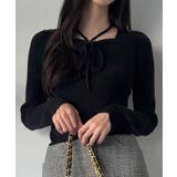 ブラック | ビスチェリボンホルターニット | JUNOAH