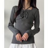 チャコール | ビスチェリボンホルターニット | JUNOAH