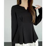 ブラック | キーネックペプラムトップス | JUNOAH