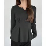 チャコール | キーネックペプラムトップス | JUNOAH