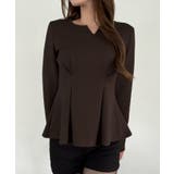 ブラウン | キーネックペプラムトップス | JUNOAH