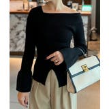 ブラック | 2wayワンショルフロントスリットリブニット | JUNOAH