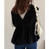 前後2wayボアバルーンペプラムベスト | JUNOAH | 詳細画像10 