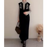 コード刺繍キーネックワンピース | JUNOAH | 詳細画像1