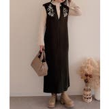 コード刺繍キーネックワンピース | JUNOAH | 詳細画像10