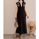 コード刺繍キーネックワンピース | JUNOAH | 詳細画像11