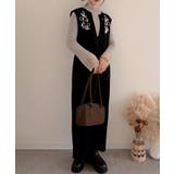 コード刺繍キーネックワンピース | JUNOAH | 詳細画像3