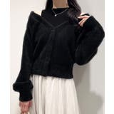 ブラック | シャギードッキングショートニットトップス | JUNOAH