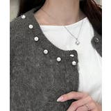 パールビジューネックニットカーディガン（薄手） | JUNOAH | 詳細画像5 