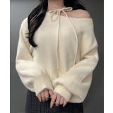 アイボリー | 【紐取り外し可能】ワンショルチョーカーシャギーニットトップス | JUNOAH