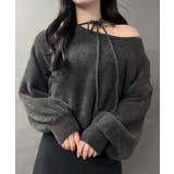 チャコール | 【紐取り外し可能】ワンショルチョーカーシャギーニットトップス | JUNOAH