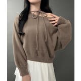 モカ | 【紐取り外し可能】ワンショルチョーカーシャギーニットトップス | JUNOAH