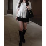 オーガンジーバックリボンペプラムブラウス | JUNOAH | 詳細画像1 