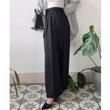 ブラック | リボンワイドスラックス(裏地なし) | JUNOAH