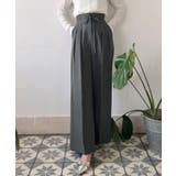 チャコール | リボンワイドスラックス(裏地なし) | JUNOAH