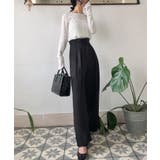 リボンワイドスラックス(裏地なし) | JUNOAH | 詳細画像2 