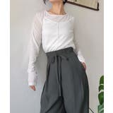 リボンワイドスラックス(裏地なし) | JUNOAH | 詳細画像9 