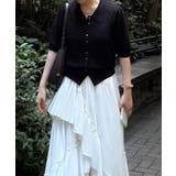 襟付きボタンデザインサマーニットトップス | JUNOAH | 詳細画像1 
