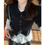 襟付きボタンデザインサマーニットトップス | JUNOAH | 詳細画像3 