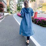 フード付きデニムロングジャケット ゆったり ビッグシルエット | JUNOAH | 詳細画像5