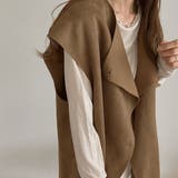 ダークベージュ | ベルト付きくるみボタンフェイクムートンベスト | LAUIR