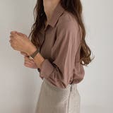 モカ | シンプルカラー長袖コットンシャツ | LAUIR