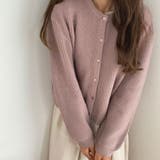 ピンクベージュ | 畦編みラウンドネックカーディガン | LAUIR