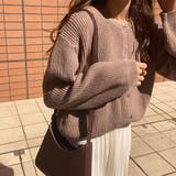 モカ | 畦編みラウンドネックカーディガン | LAUIR