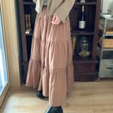 ライトブラウン | ギャザーフリルティアードマキシスカート | LAUIR