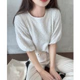 ホワイト | くしゅくしゅ半袖トップス | LAUIR