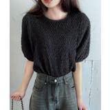 ブラック | くしゅくしゅ半袖トップス | LAUIR