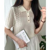 透かし編み半袖ニットポロシャツ | LAUIR | 詳細画像6
