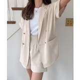 金釦ハーフスリーブリネン混シャツ+ショートパンツset(薄手、シャツ裏地なし) | LAUIR | 詳細画像4